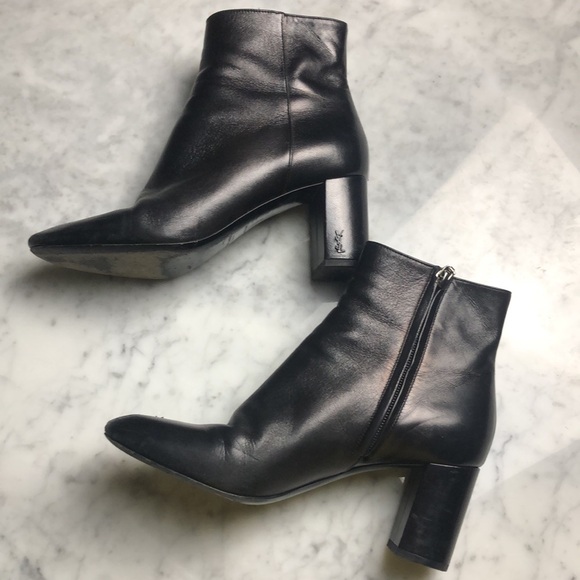 Yves Saint Laurent Women's Black Leather Ankle Boots - Picture 4 of 16